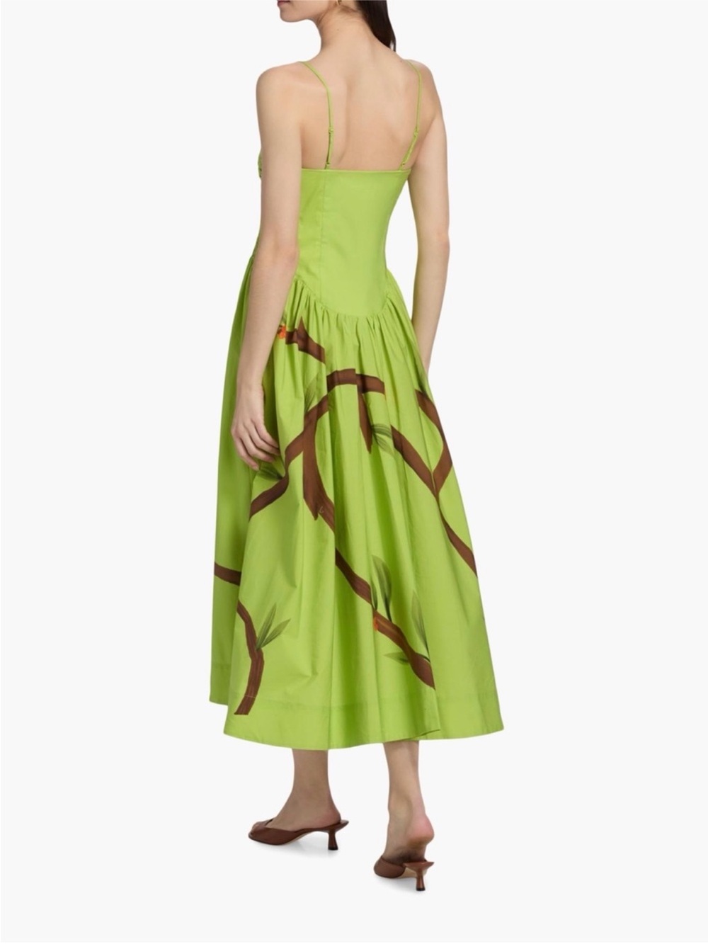 FARM Rio Lime Green Spaghetti Strap Maxi Dress with Blue Bird Print L NWT - Picture 11 of 16